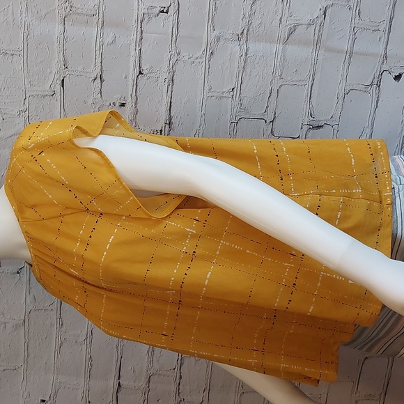Apt 9 Yellow Plaid Flutter Sleeve Blouse Top 2X XXL - Picture 3 of 7